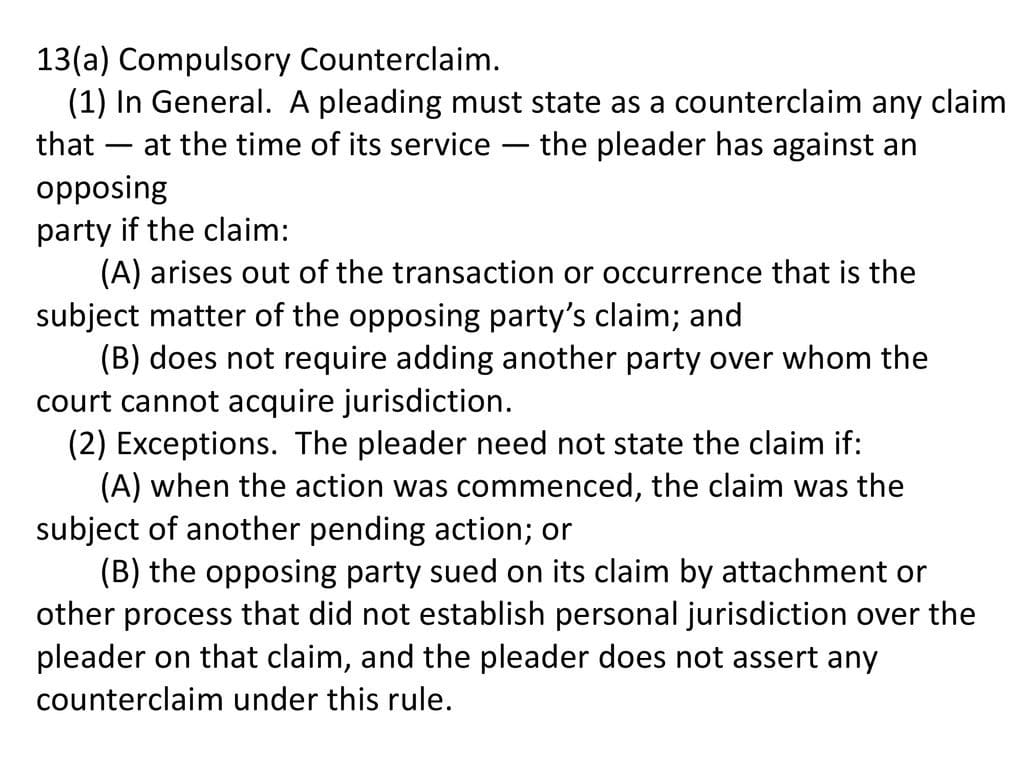 Compulsory Counterclaim