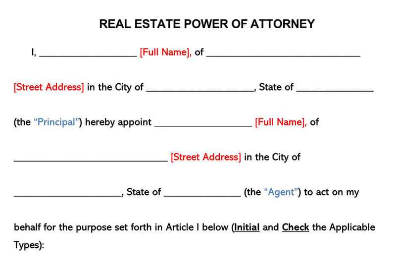 Power Of Attorney For Property