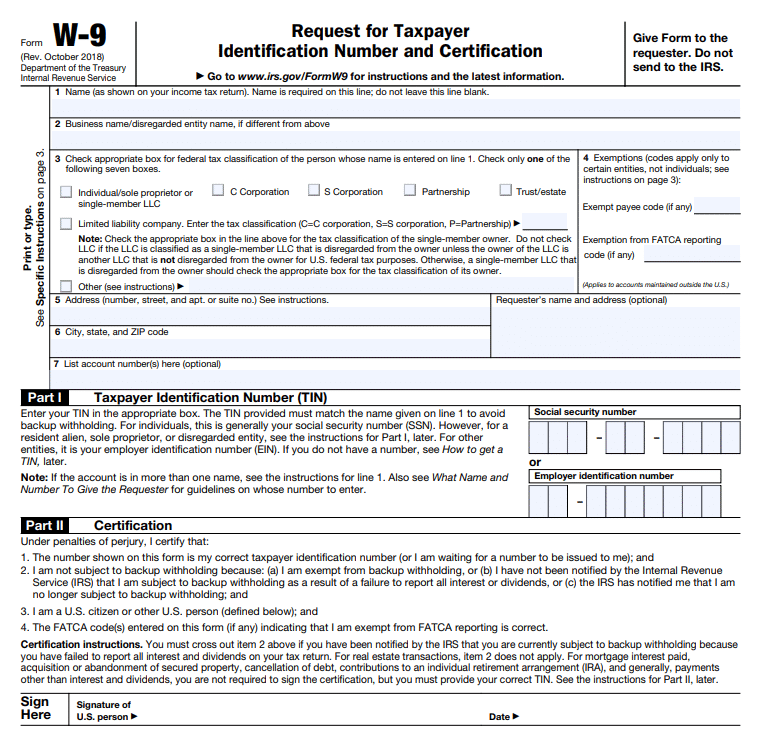 W9 Form October 2024 for government agencies