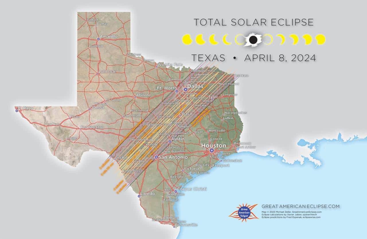 How long will the solar eclipse last in Texas 2024