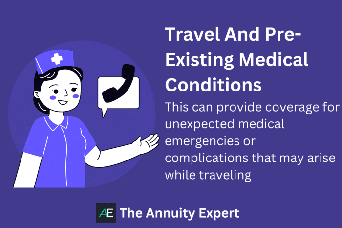 Travel insurance for international travel in October 2024 for pre-existing conditions