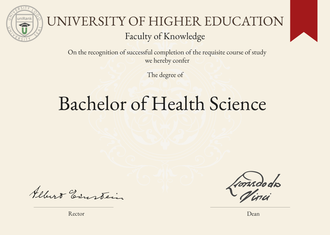 Bachelor Of Health Science 2024