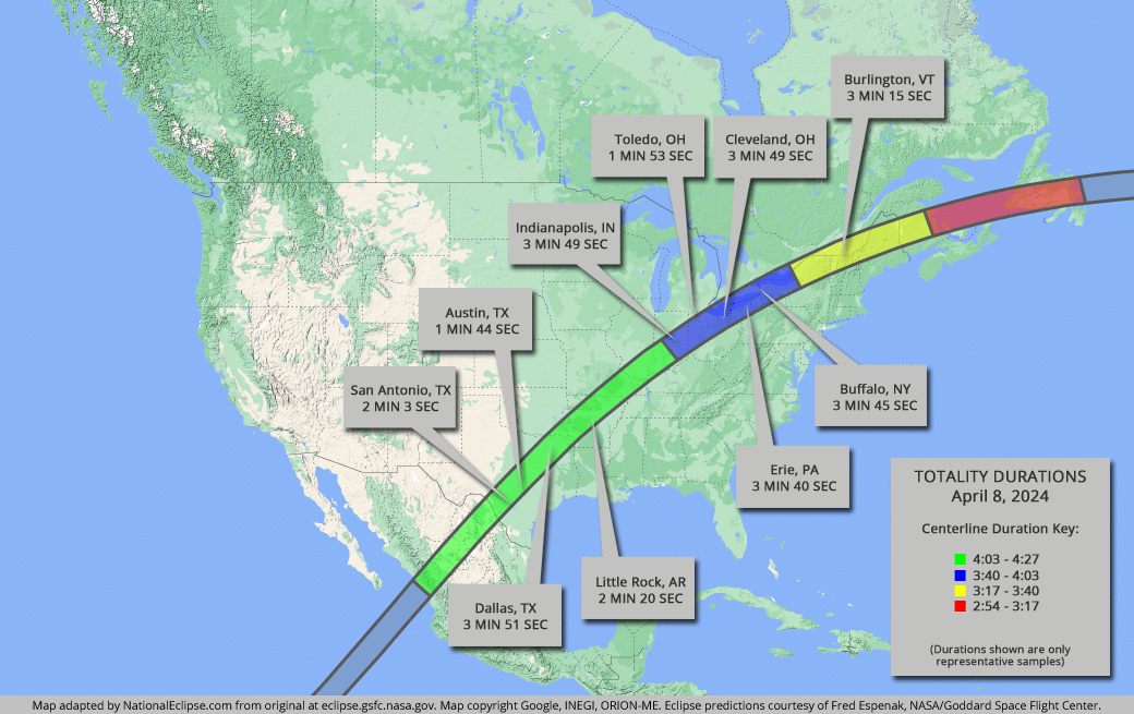 What is the path of totality for the October 2024 solar eclipse?