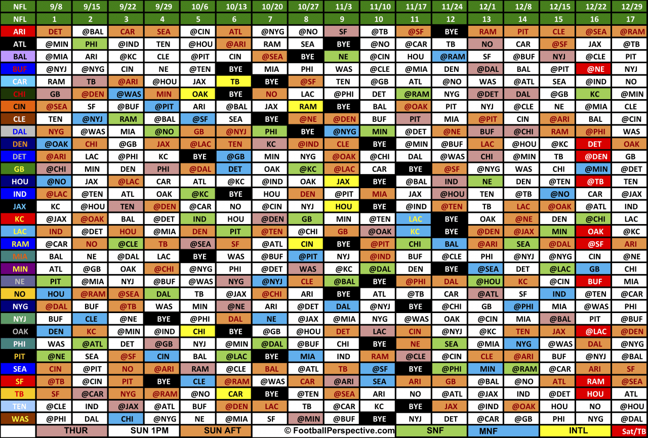 NFL October 2024 Schedule Printable